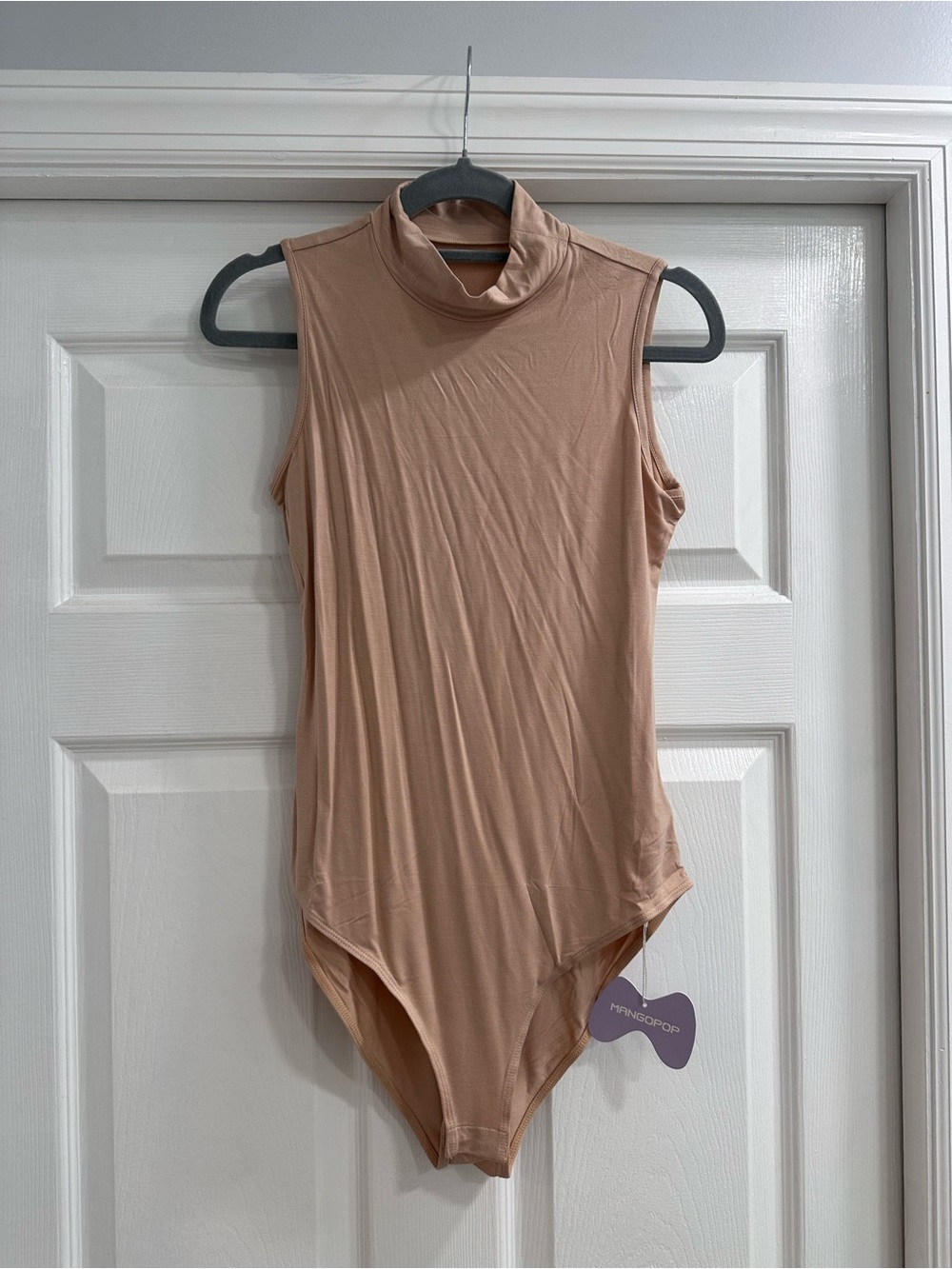MANGOPOP Women's Mock Turtle Neck Sleeveless Tank Tops Bodysuit Leotard